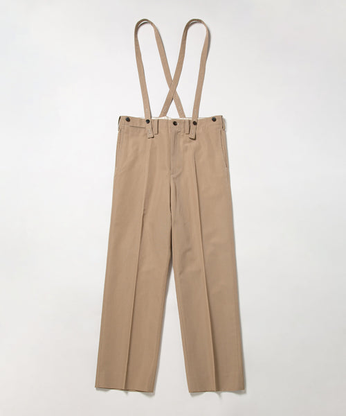 Tupper gabardine pants with suspenders in beige - Visvim