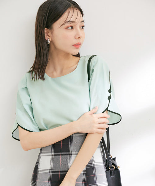 VIS / 【J'aDoRe JUN ONLINE限定】【洗える】配色パイピング袖クルー