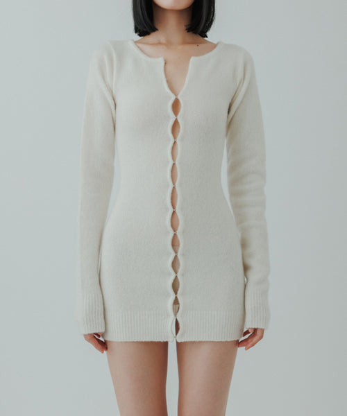 カラーホワイトë BIOTOP Cashmere hock cardigan