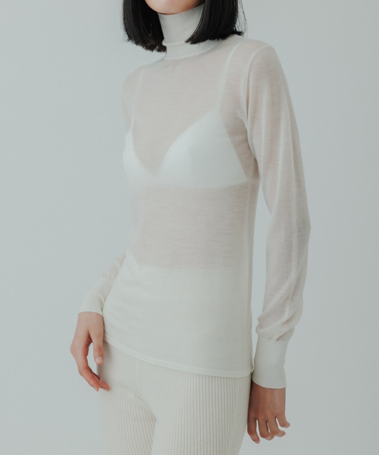 yo BIOTOP】Sheer mohair V top ヨービオトープ-