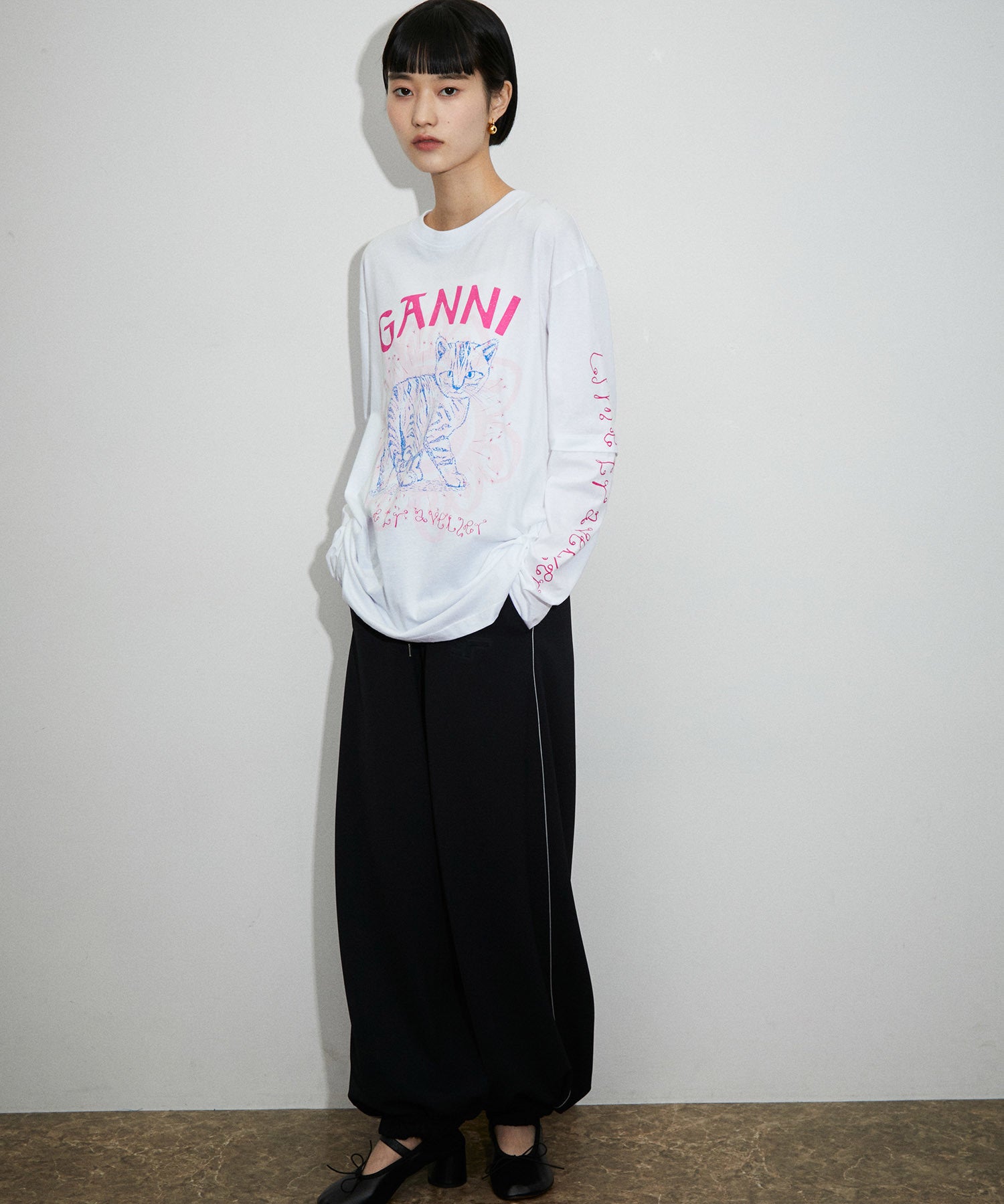 GANNI】Light Jersey Cat Long Sleeve T-shirt ｜ ADAM ET ROPE