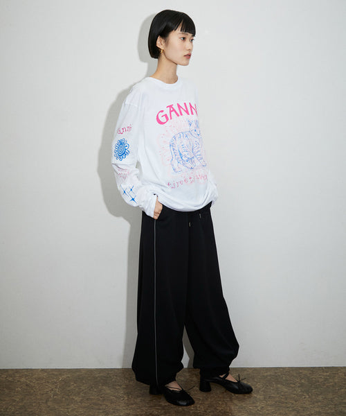 ADAM ET ROPÉ FEMME / 【GANNI】Light Jersey Cat Long Sleeve T-shirt