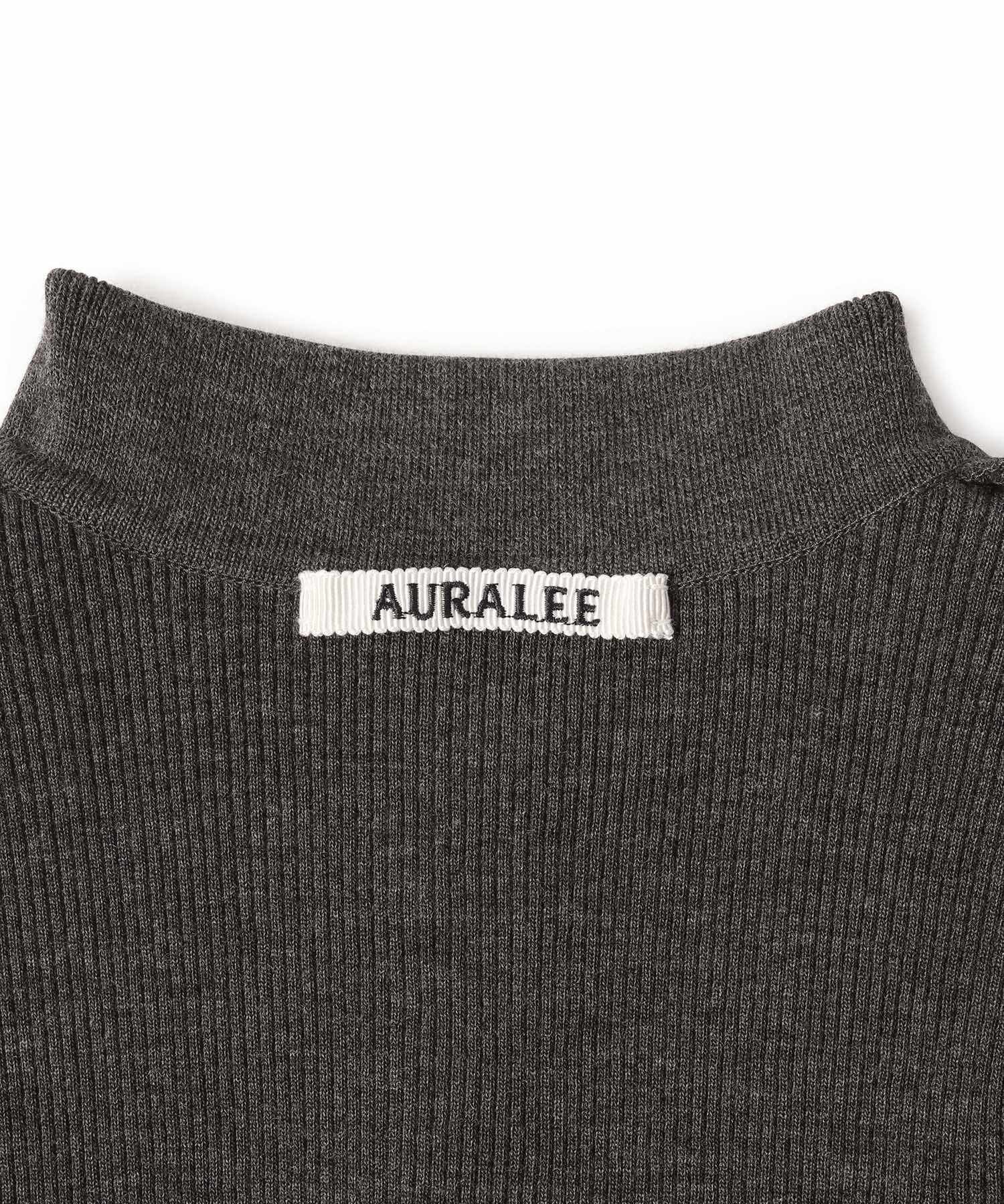 Auralee Super Fine Wool High Gauge Rib Knit Polo in Top Charcoal