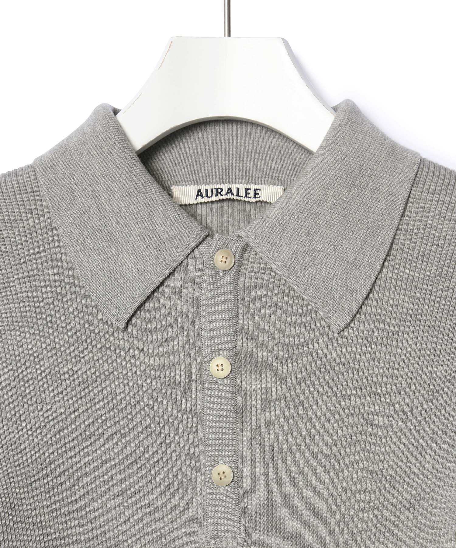 AURALEE/GIZA HIGH GAUGE RIB KNIT POLO