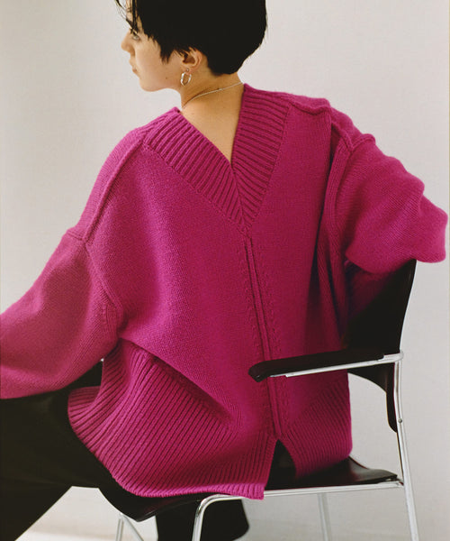 Back V Knit◇ ナチュラル-