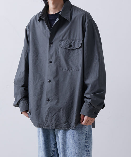 ●MサイズENGINEEREDGARMENTS シャンブレーオープンカラーシャツ