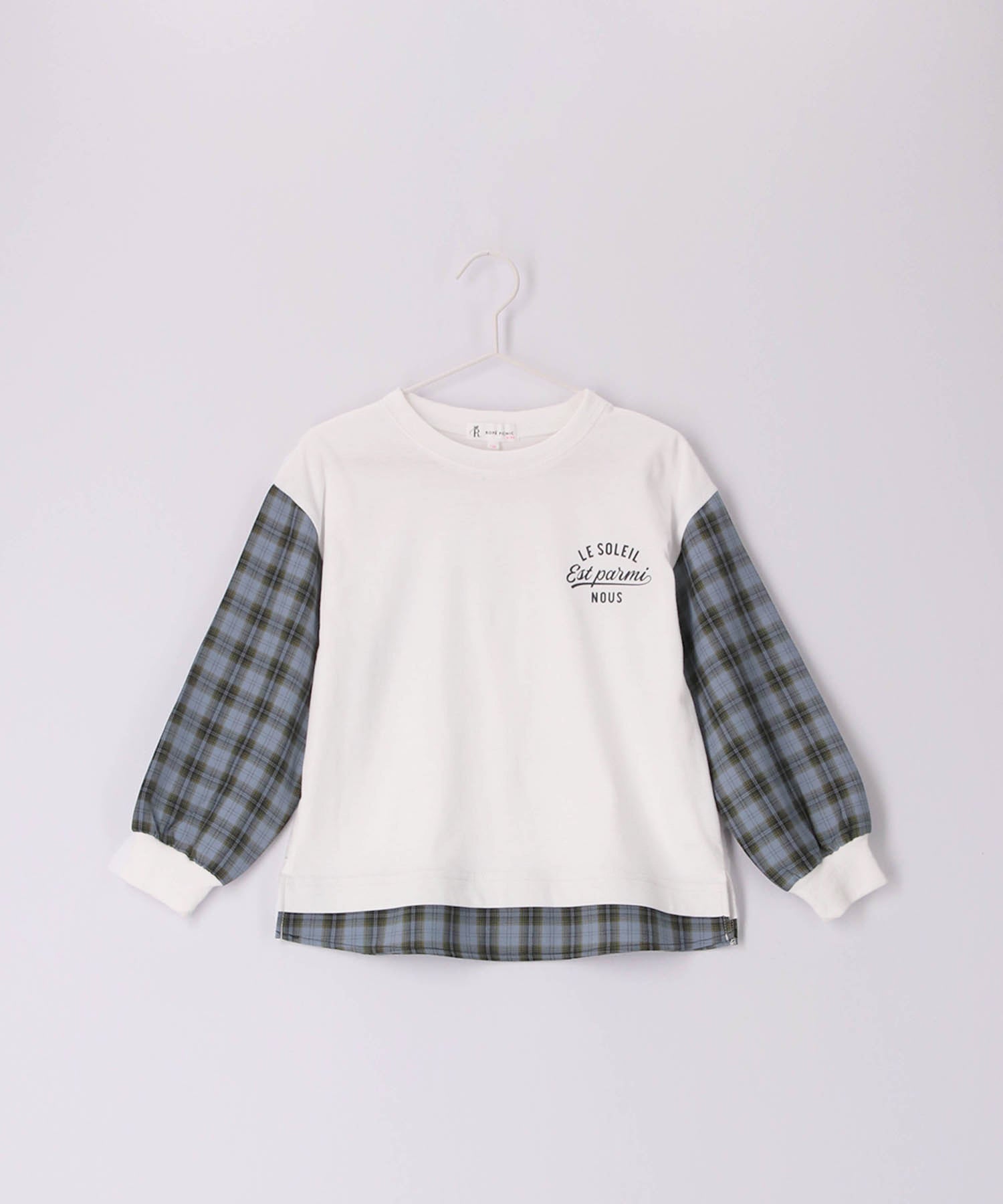 KIDS】ユニセックス袖チェック柄ドッキングロングTシャツ ｜ ROPE