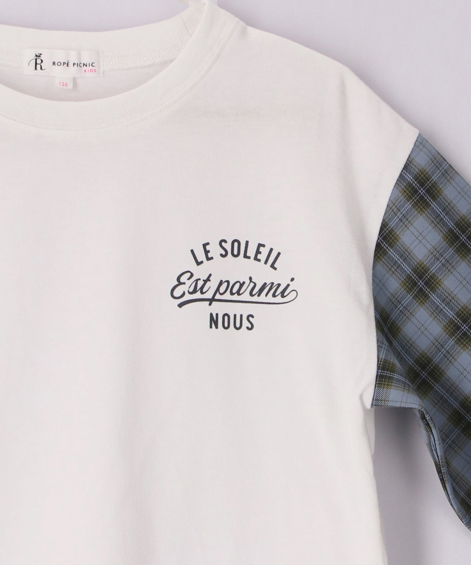 KIDS】ユニセックス袖チェック柄ドッキングロングTシャツ ｜ ROPE