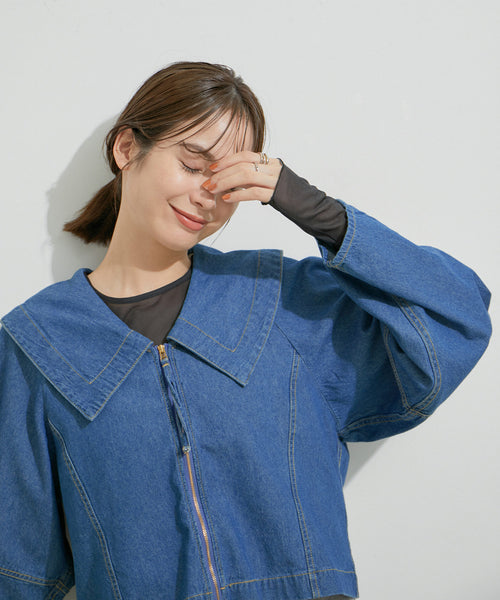 junシャツ【新品タグ付】doux bleu セーラーカラー ビッグカラーシャツ サックス