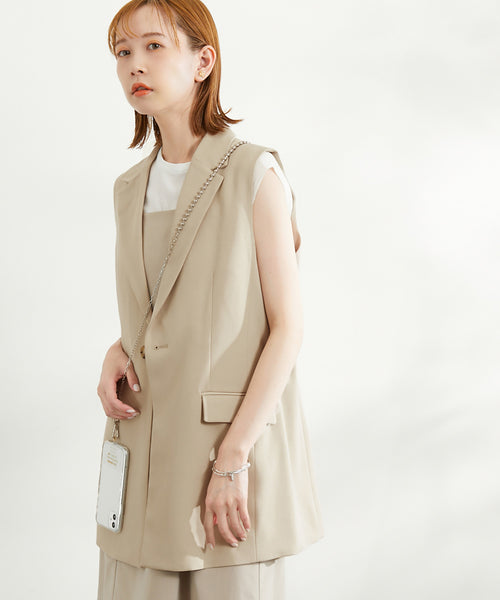 【美品・未使用品】BEIGE  ジレ　ベージュ色　ロングコート　ジレロングジャケット