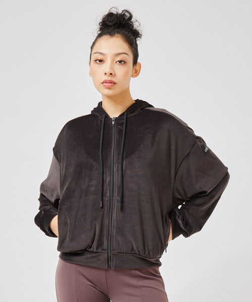 alo】Velour Glimmer Full Zip Hdie ベロアグリマーフルジップパーカー