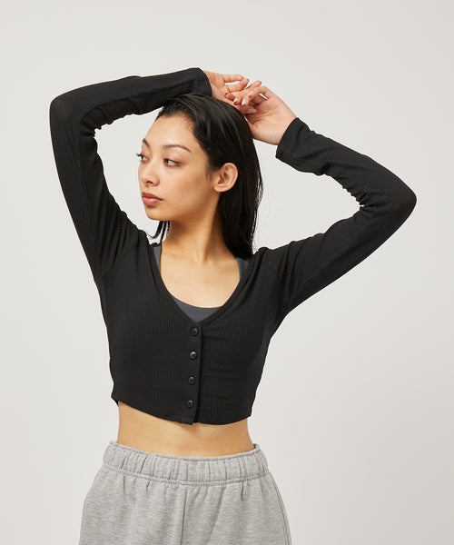 NERGY(ナージー) / 【alo】Ribbed Cropped Whisper Cardigan (トップス 