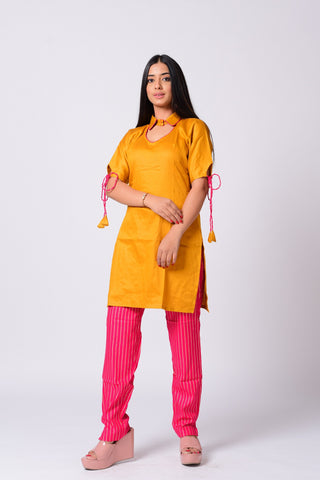 Stylish Yellow Kurti With Palazzo Set at Rs.910/Piece in jaipur offer by  Pancholi Collection