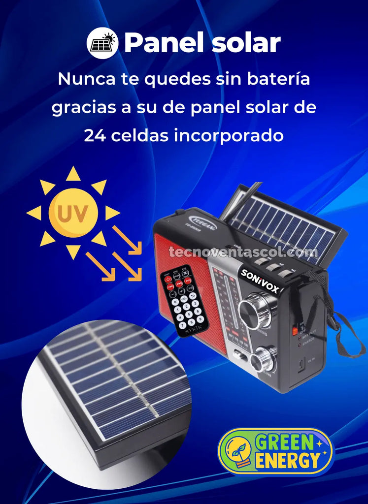 Radio Sonivox con panel solar AM/FM - Sonivox Colombia