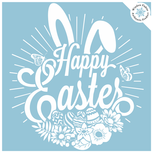 Happy Easter Bunny Ears Window Cling - White - 12" x 13" Window Clings