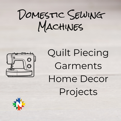 Domestic Sewing Machines are ideal for quilt piecing, garments, home decor, and projects