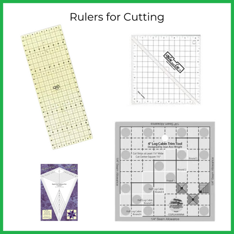 Examples of rulers used for cutting quilt fabric