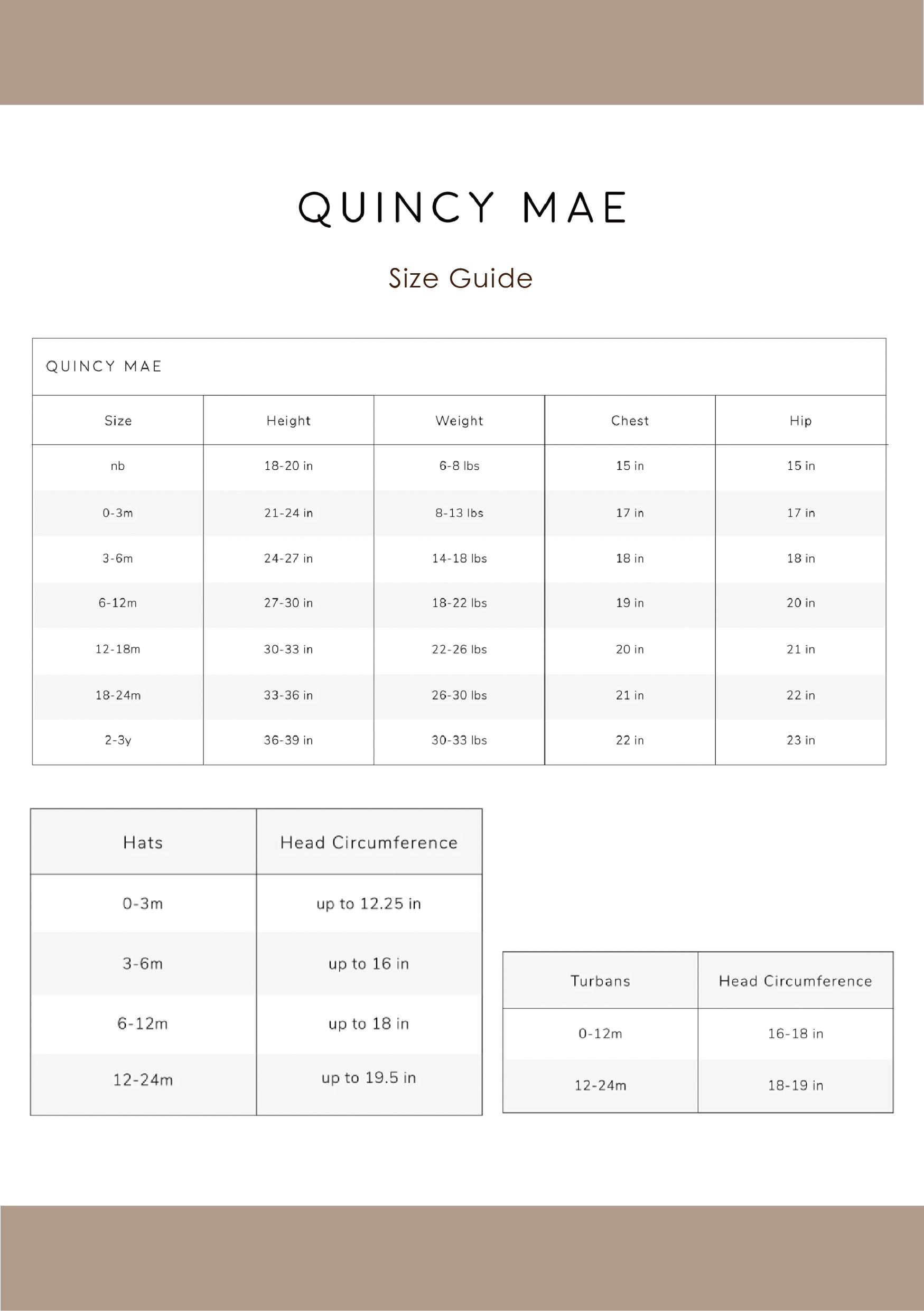 Quincy Mae Size Chart– petit boo