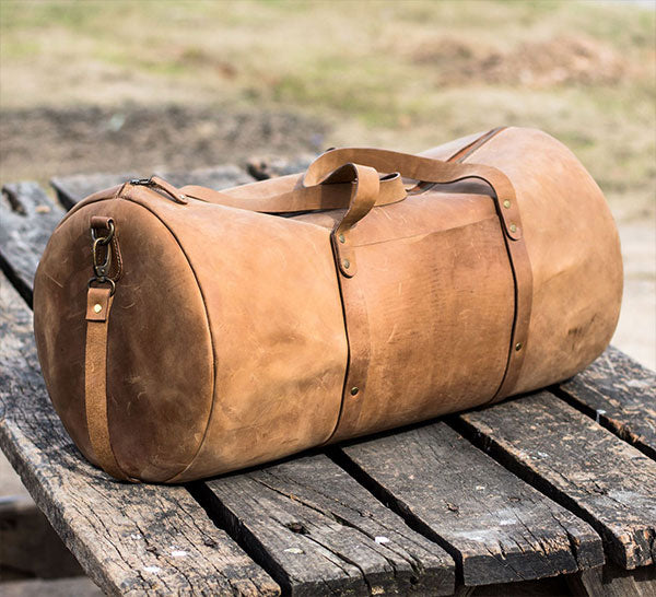 Tan Leather Gym Bag