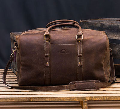 Men's Distressed Leather Duffel Bag