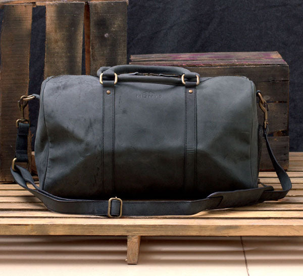 Leather Sports Duffle Bag with Shoe Compartment