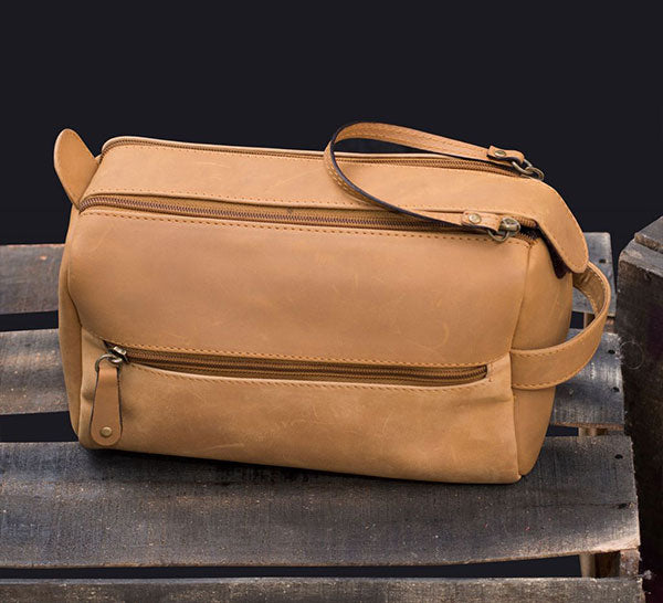 Tan Leather Dopp Kit