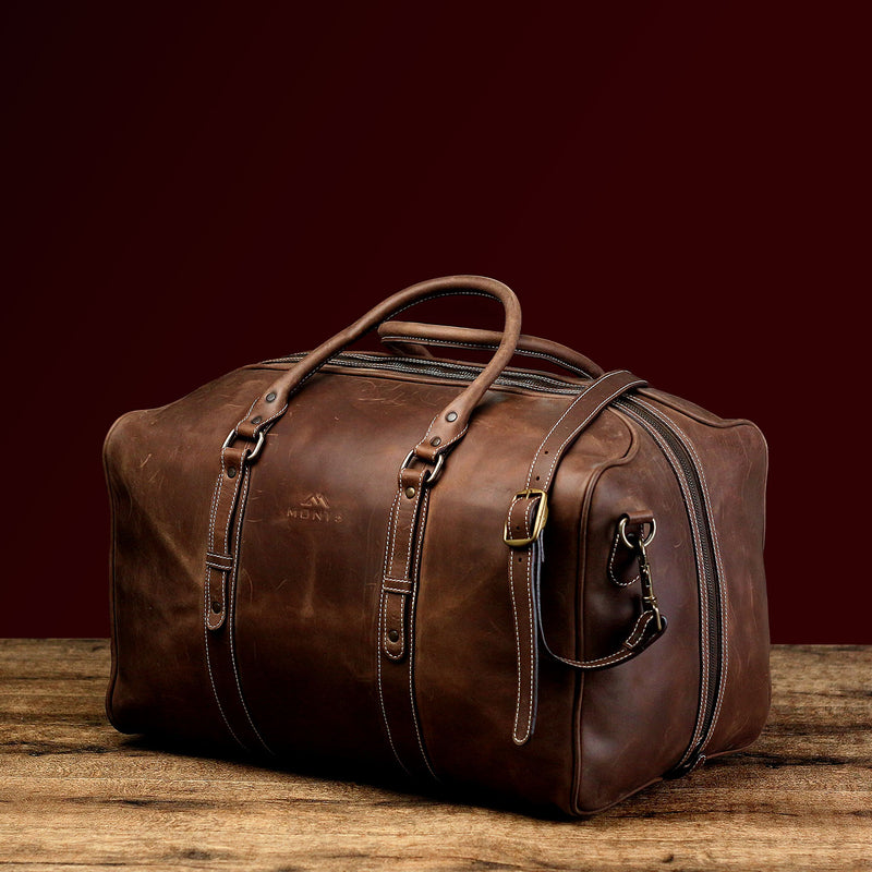 Leather Overnight Bag | Brown Carry On Duffel | MONT5