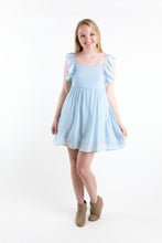 Load image into Gallery viewer, Little Bitty Ruffle Shoulder Square Neck Open Back Mini Dress (Pale Blue)
