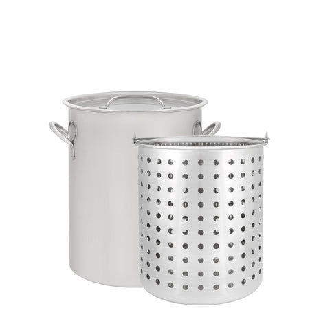 Concord Extra Large Outdoor Stainless Steel Stock Pot Steamer and Braiser Combo Great for Steaming Oysters, Crab, Crawfish and More (24 qt)