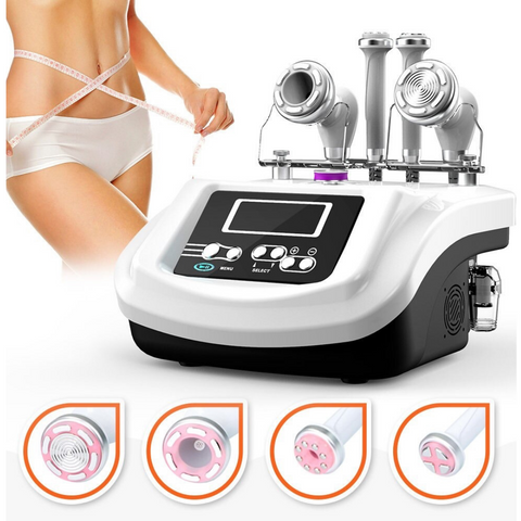 Slim model with tape measure, 30k Cavitation Machine S-Shape, Four Treatment Handles