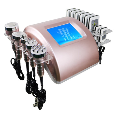 Front angle view of rose gold color 6 in 1 Lipo Cavitation Machine