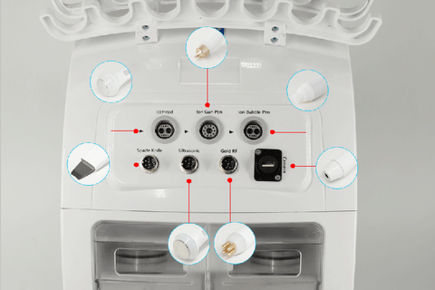 Corresponding connection holes for handles of Smart Ice Blue Hydra Facial Machine