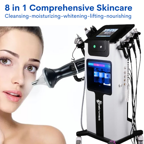 8 in 1 Comprehensive Skin Care, Professional Hydrafacial Machine, Woman with Beautiful Skin