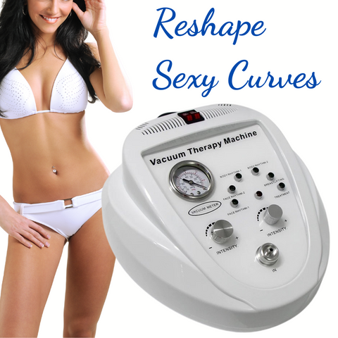 Vacuum Therapy Machine and accessories parts, Reshape Sexy Curves, Beautiful Woman with Breasts in White Bikini