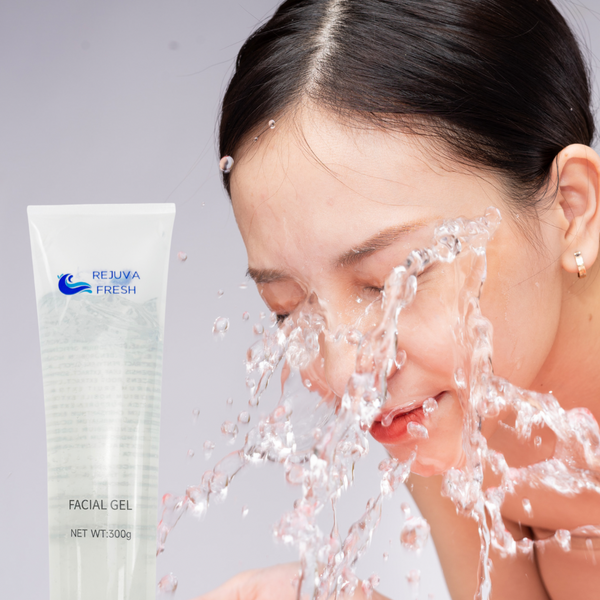 Water splash on face, REJUVA FRESH gel for face