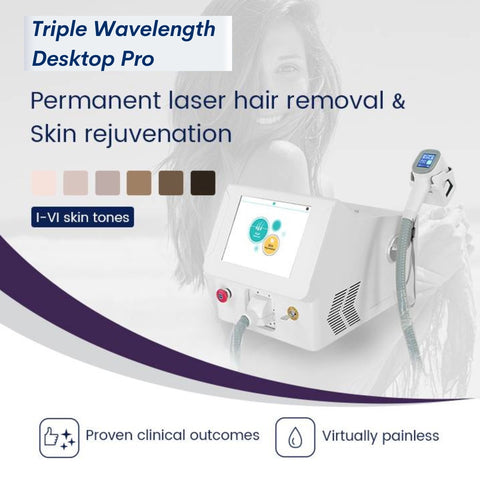 Triple Wavelength Desktop Pro Laser Machine for Permanent Hair Removal on All Skin Colors