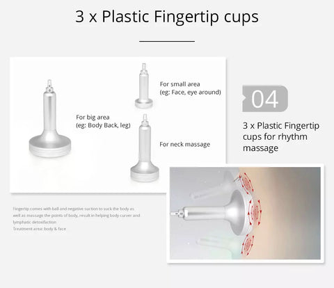 3 Finger Tip Cups of Vacuum Therapy Machine for Rhythm Massage,