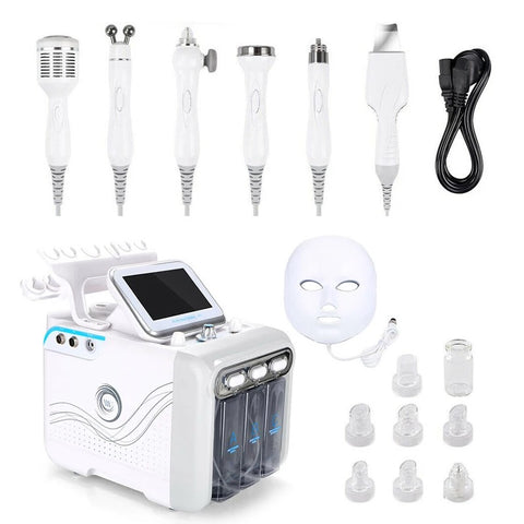 Máquina profesional de hidrodermoabrasión Hydrafacial, 6 sondas, máscara LED, cable de alimentación