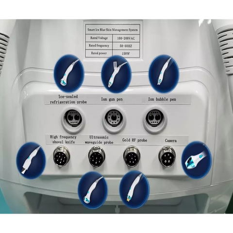 Back Side Power Inputs of Ice Blue Intelligent Skin Analyzer Hydrafacial Machine