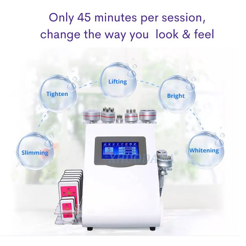 Only 45 minutes of using 9 in 1 lipo laser Cavitation Machine will help with weight loss plus skiing Tightening