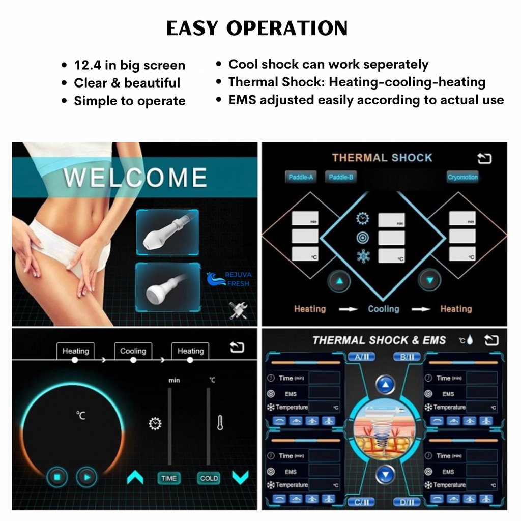 Easy operation screen of cryo t shock machine