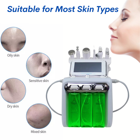 6 in 1 Hydro Dermabrasion Machine is Suitable for More Skin Types, Normal, Dry, Sensitive and Mixed