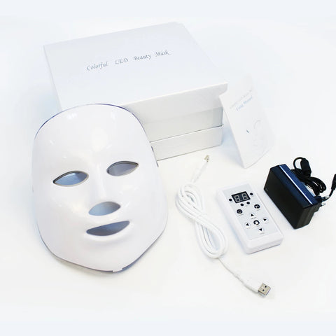 LED Facial Light Therapy Mask Retail Box, Controller, Instructions Booklet and Power Plug