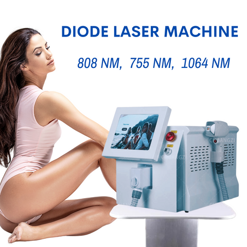 Diode Laser Machine for Permanent Hair Removal, Slim Beautiful Woman’s Body in White Bikini Set