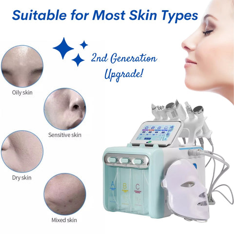 2nd Generation Upgraded 7 in 1 Professional Hydrafacial Machine is Suitable for most Skin Types