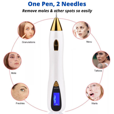 One Plasma Pen, with two needles to remove moles and various other spots so easily