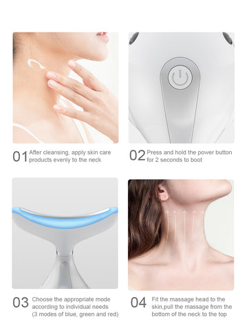 How to use LED Neck Massage Device on the Neck, Four Usage Steps