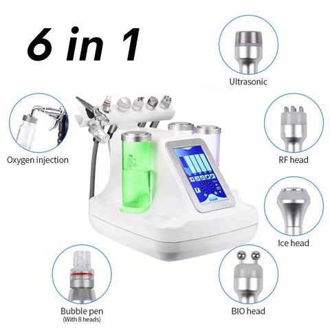 6 in 1 Hydrafacial Machine with Attachments and LED Light Therapy Mask