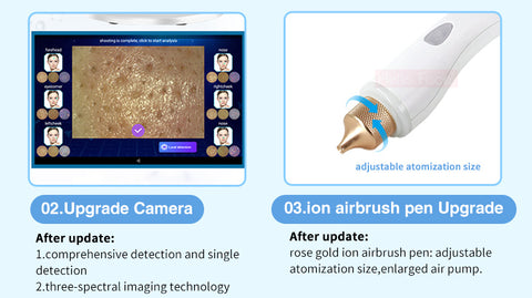 Upgraded Camera of Smart Ice Blue Hydra Facial Machine, Upgraded Ion Airbrush Pen