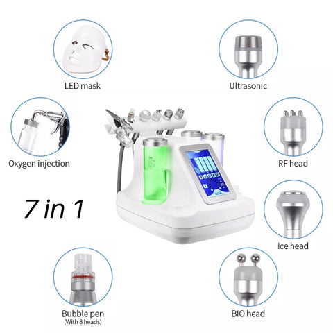 7 in 1 Hydrafacial Machine with Attachments and LED Light Therapy Mask